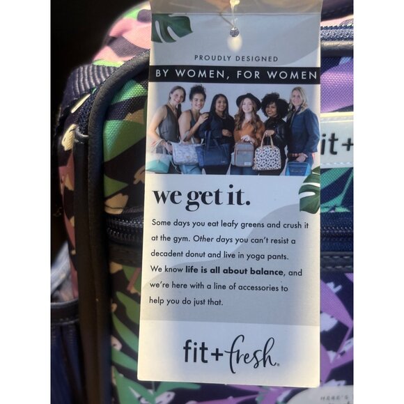 Fit + Fresh Insulated Lunch Tote With 2 Containers Floral Design Purple & Blue C - Picture 3 of 15